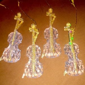 Set of 4 3-D Violin Christmas Ornament